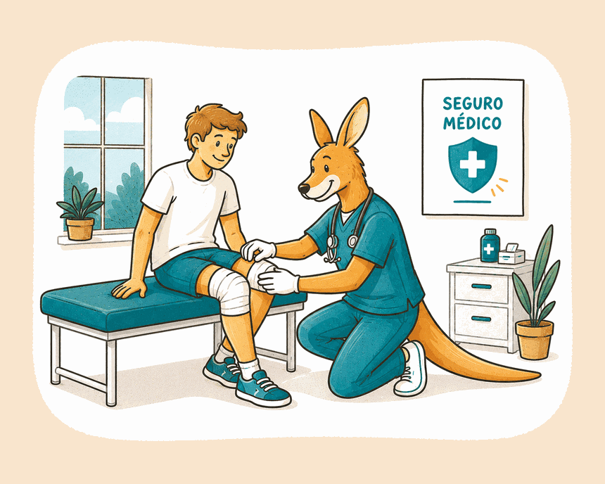 Ilustración: personas protegiendo tu aventura con un seguro