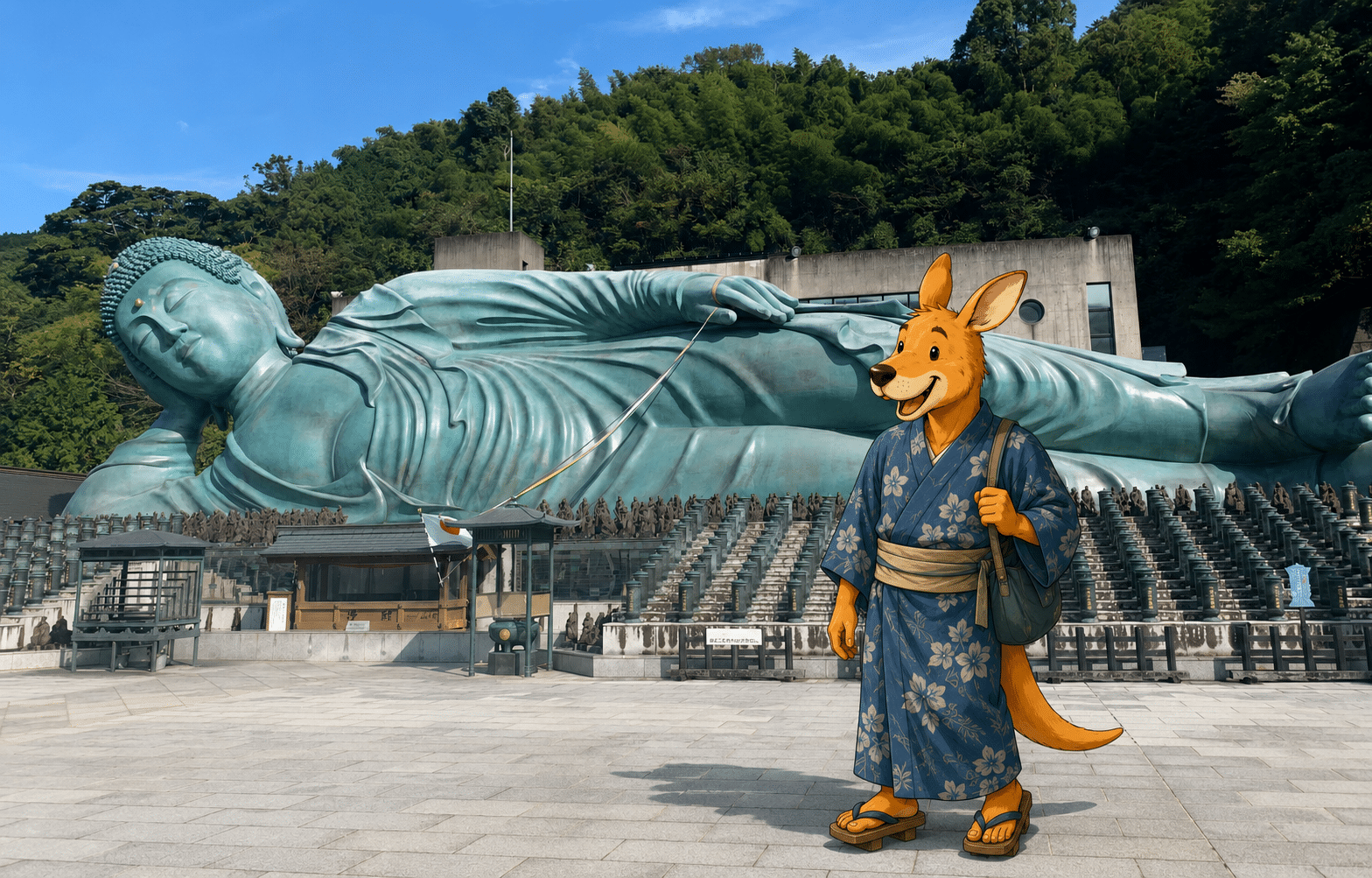 Kangurú caminando por Fukuoka, Japón