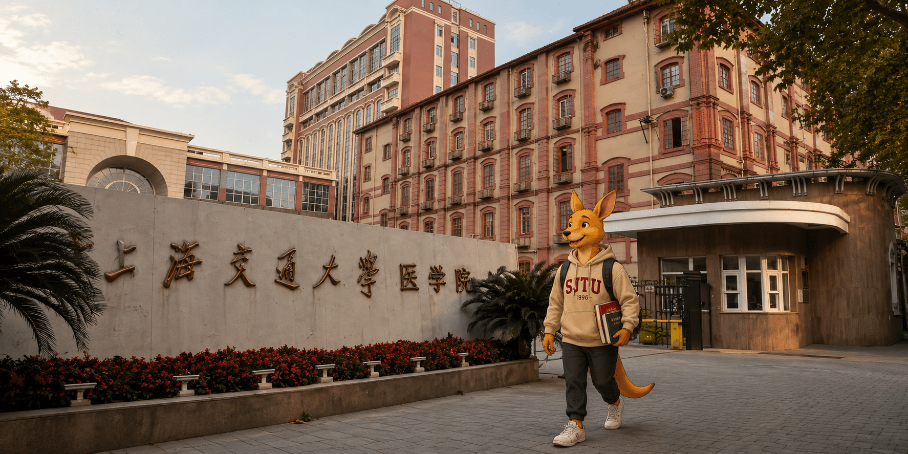 Kangurú estudiando en un campus de Shanghái