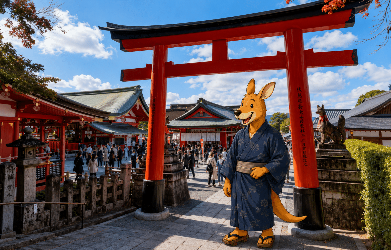 Kangurú caminando por una calle de Japón