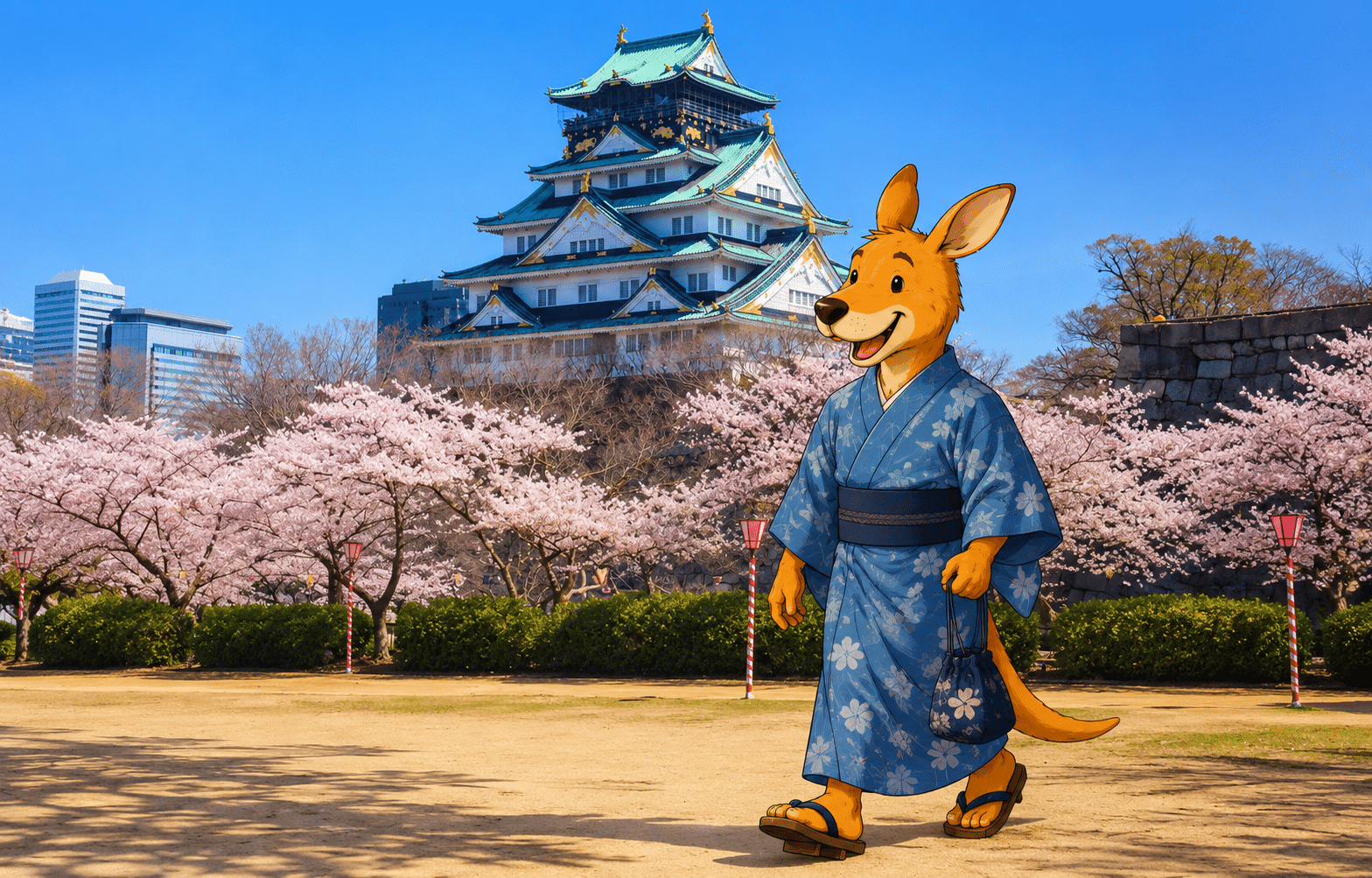 Kangurú caminando por Osaka, Japón