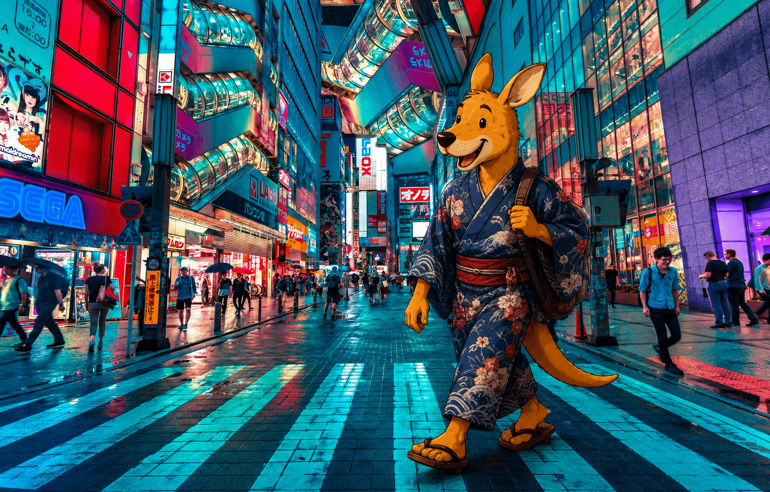 Kangurú caminando por Tokio, Japón