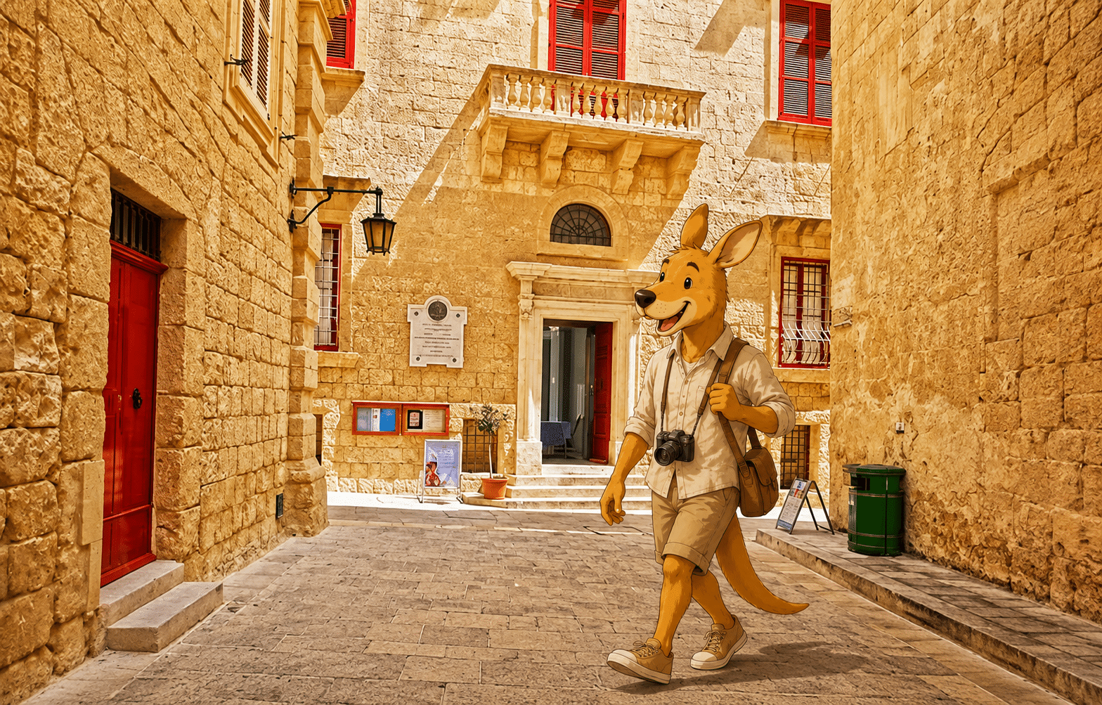Kangurú caminando por Malta