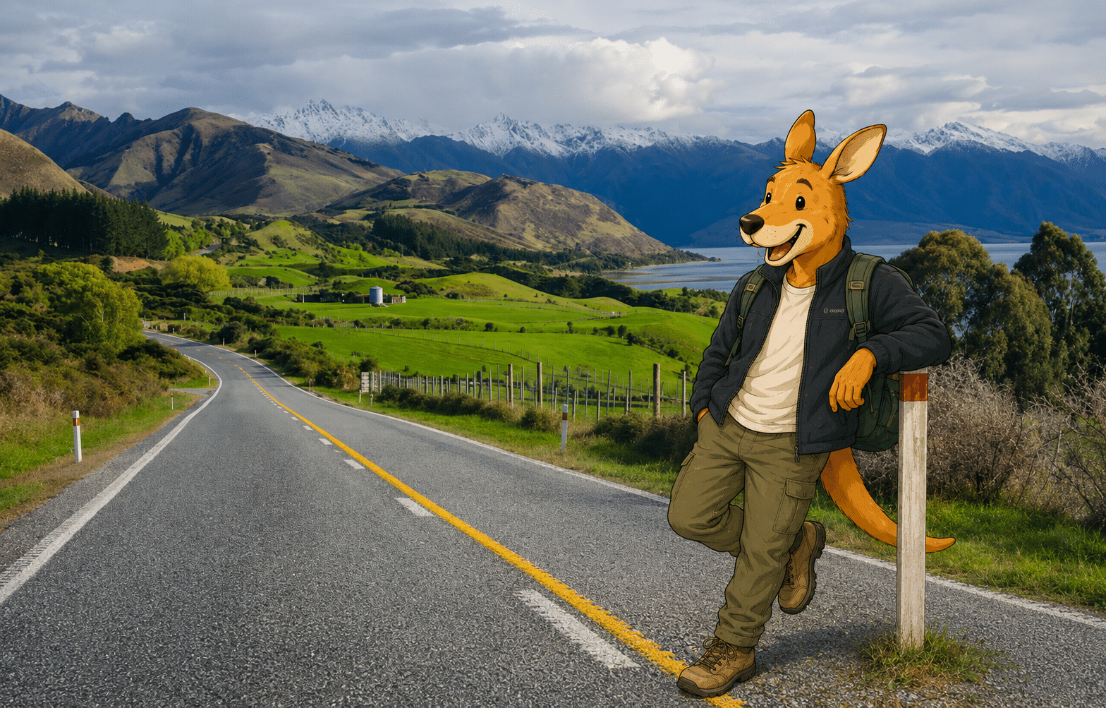 Kangurú en la naturaleza de Nueva Zelanda