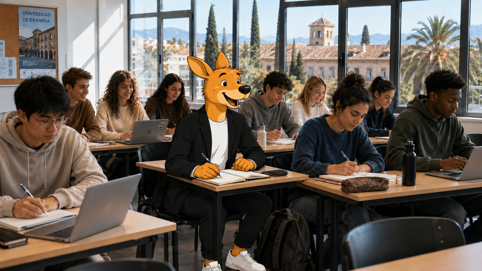 Kangurú en un aula de la Universidad de Granada