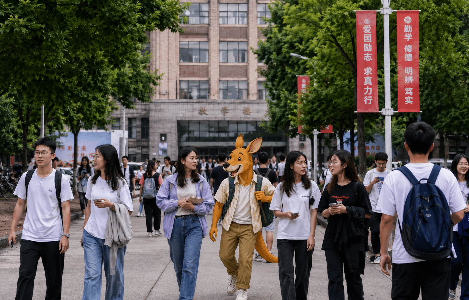 Kangurú entre estudiantes en China