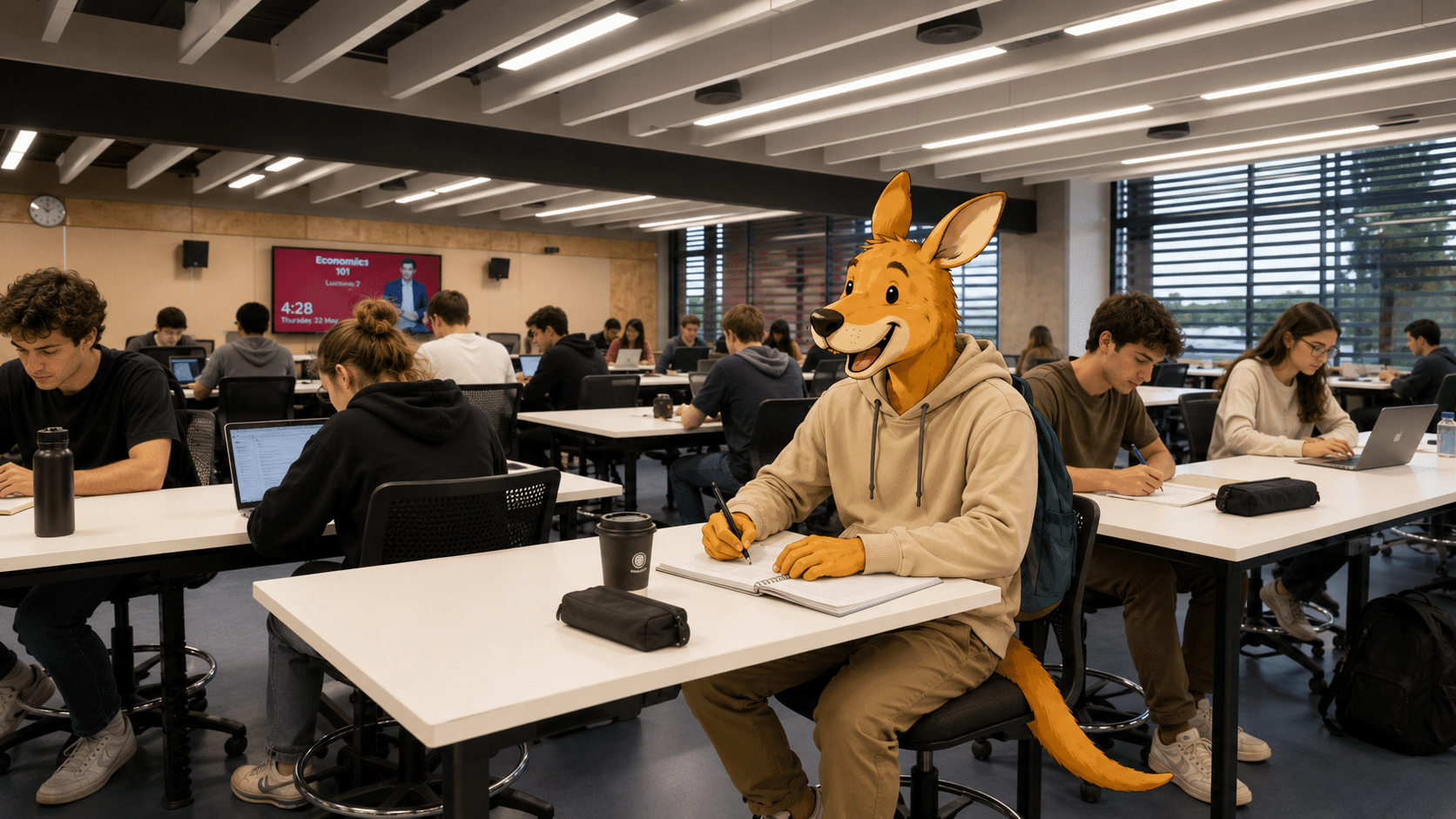 Kangurú estudiando