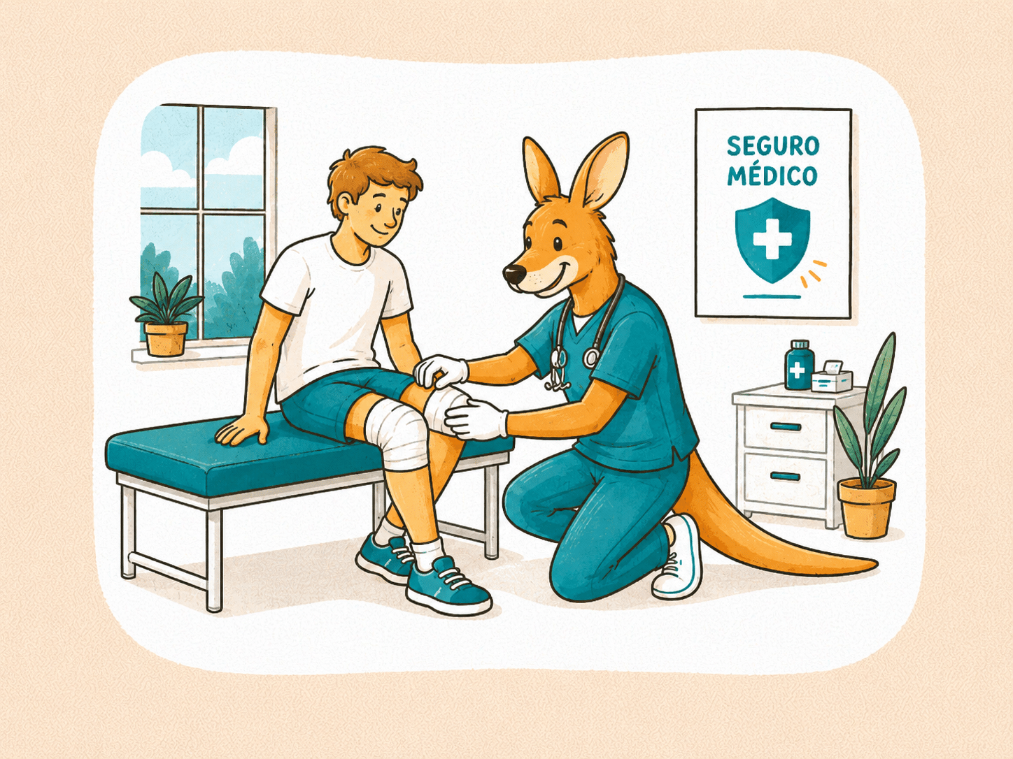Ilustración: Kangurú en Australia con seguro de viaje médico