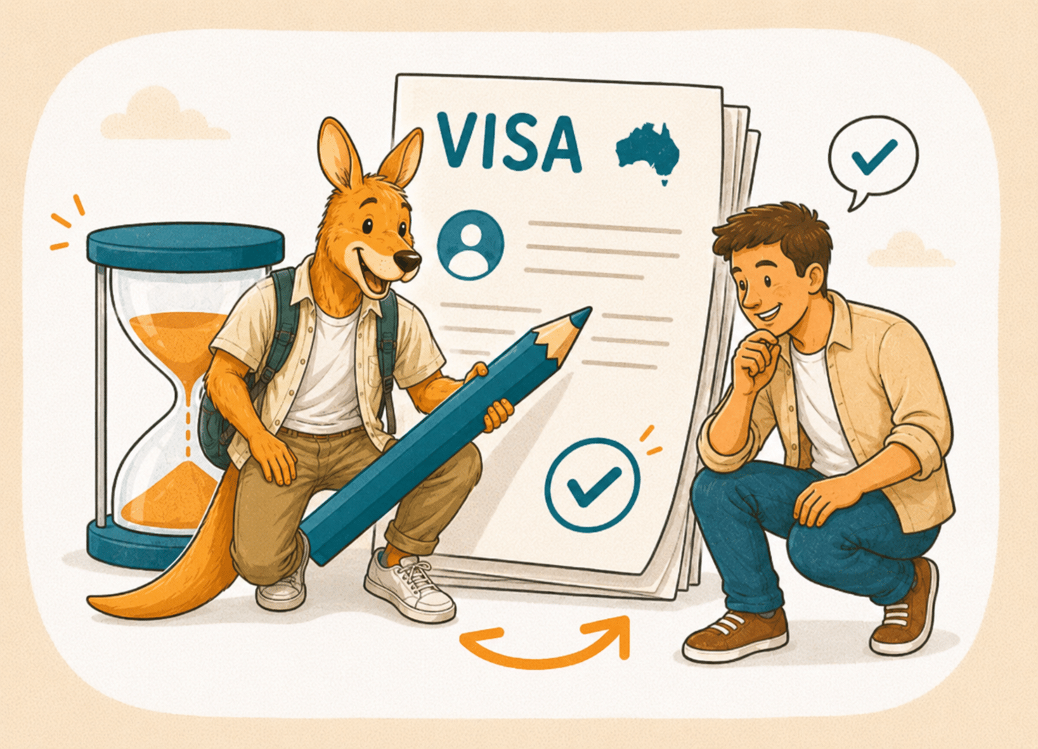 Ilustración: Kangurú ayudándote con la renovación de visa