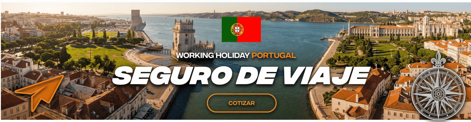 Banner para cotizar seguro de viaje de Working Holiday Portugal con Kangurú
